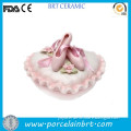 Pink ballerina shoes heart shape Ceramic Jewelry Box